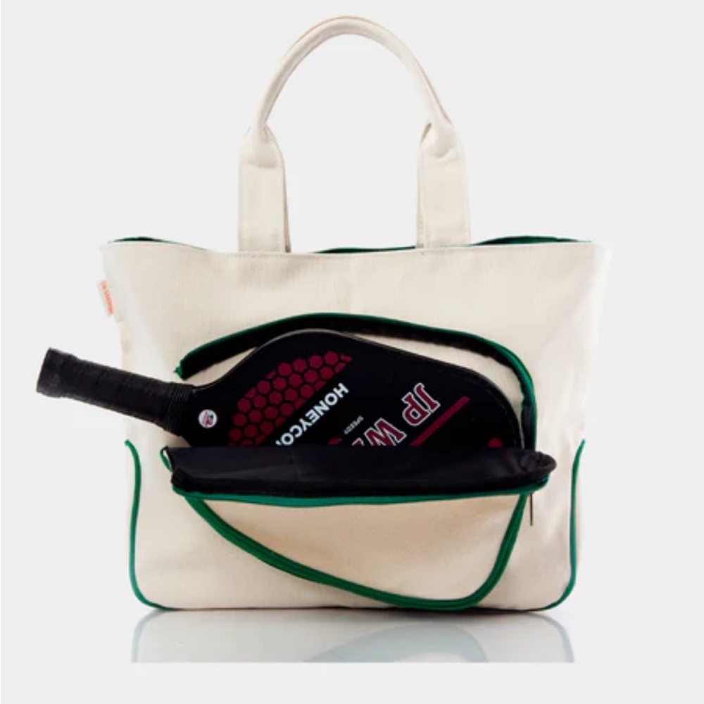 Tuckernuck Cream Canvas Tote with Green Trim for Pickleball. NWOT - Picture 6 of 7